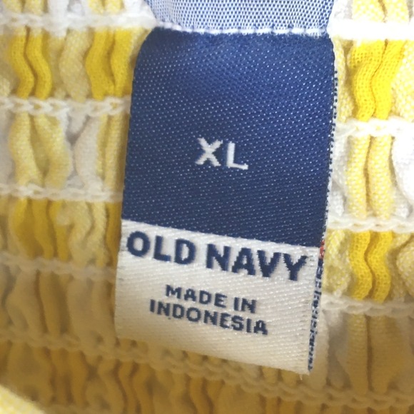 Old Navy Yellow Gingham Puff Sleeve Smocked Sweatheart Neck Babydoll Dress XL - Picture 5 of 7